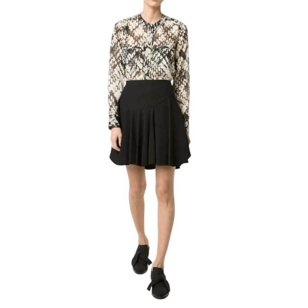 Vince Blouse Top 100% Silk Button Down Tunic Women Sz 2 Basket weave Print Sheer - Picture 2 of 14